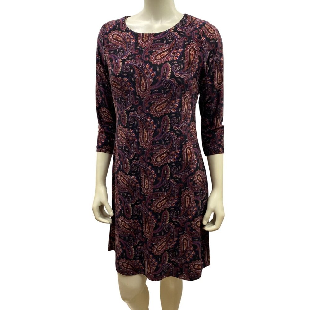 Tommy Hilfiger Paisley Print A-Line Dress With‎ 3/4 Sleeves Womens Size 6 NWT